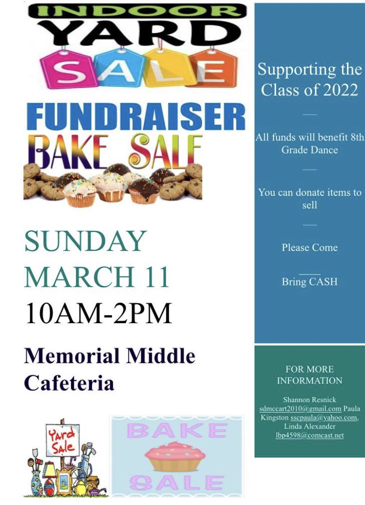 Big event this Sunday! We have a huge inventory of gently used items from furniture, baby toys, clothing, decor and more! All proceeds to benefit the 8th Grade (Class of 2022) end of the year semi. Come show your support to these kids! Bake sale too!!! <a href="/MMSHull1/">mms-hull</a> <a href="/HullPublicSchoo/">Hull Public Schools</a>