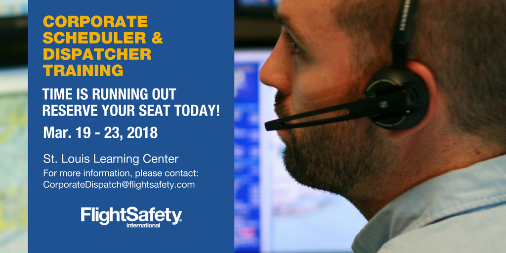 FlightSafetyInt's tweet photo. Schedulers and Dispatchers training avail. at our St. Louis Learning Center.  Contact CorporateDispatch@flightsafety.com to reserve you seat in our Mar 19-23, 2018 training courses.  Visit https://t.co/Nx31UhquVR for more info. #Scheduler&amp;Dispatcher #AVTraining #FSIStLouis https://t.co/EZJzi4ikYN