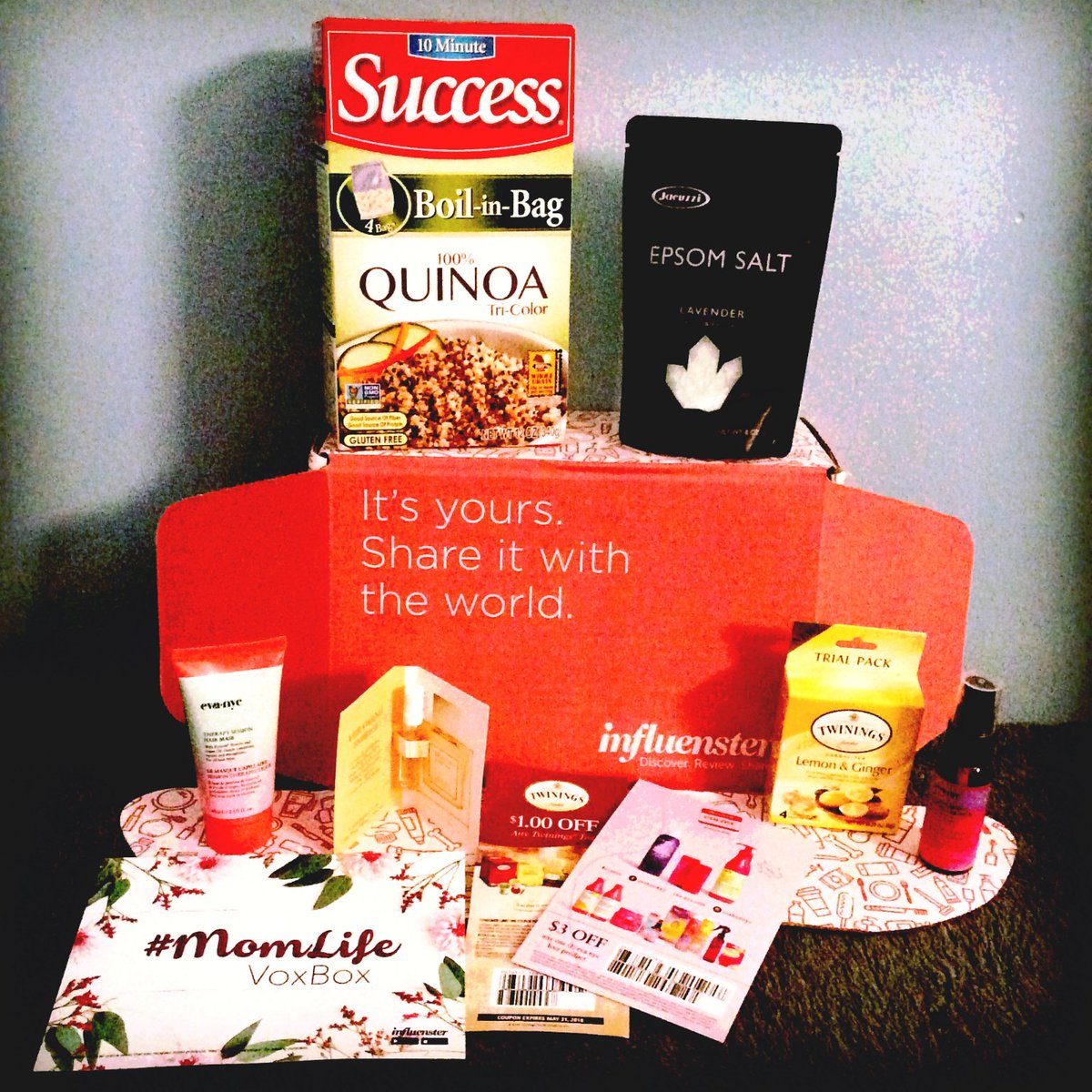 amhy01's tweet photo. Can’t wait to start trying these awesome products thanks to @influenster #free #complimentary #testingpurposes #momlifevoxbox https://t.co/HhLFQSe9f2
