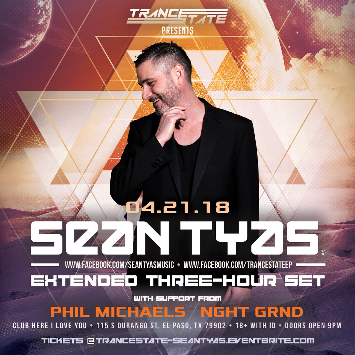 The much anticipated return of <a href="/SeanTyas/">Sean Tyas</a> to El Paso, TX! 4.21.18!!! <a href="/assuredagency/">Assured Agency</a>