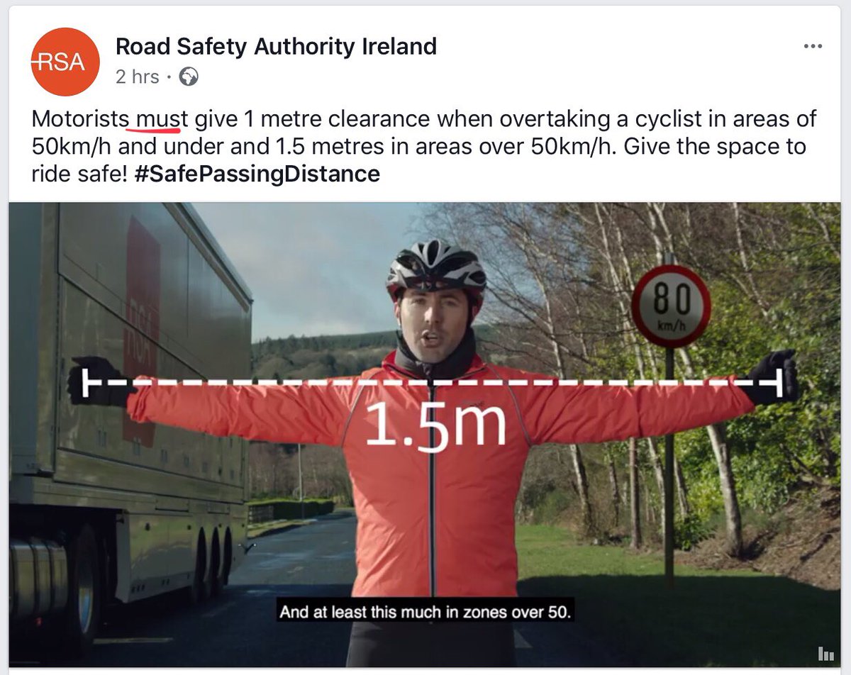 SafeCyclingEire's tweet photo. What’s in a word?
With the impending MPDL, it is good to see the ambiguous language around safe overtaking replaced by the word MUST. 
This will be reflected in the next edition of the rules of the road and will help to increase awareness.

(2016 article)
https://t.co/MO8HhatA0X https://t.co/lZxbQQDh4Q