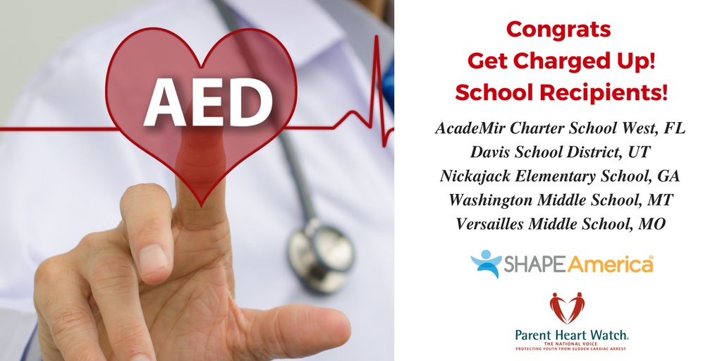 SHAPEAmerica's tweet photo. Proud of these schools/districts for taking proactive steps to save lives should a #suddencardiacemergency happen on campus. Get free resources to help keep your #schoolcommunity safe! @PHWorg #schoolAED #AED https://t.co/8UfL4CTuIQ @NickajackES @ACSWTigers @DavisSchools https://t.co/5pXkAPvZso