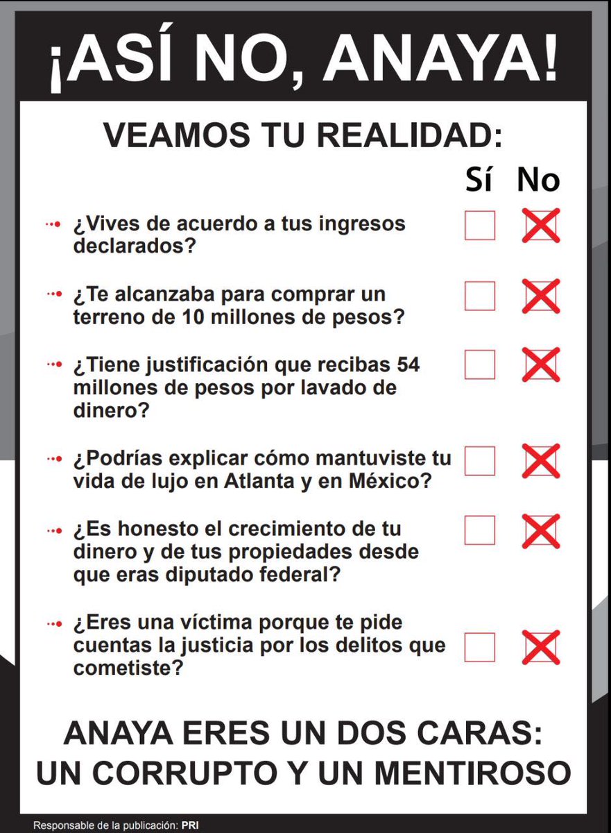 PriCastanos's tweet photo. #AsíNoAnaya , y aun asi pretendes gobernar, en México no @RicardoAnayaC https://t.co/8g2pcnCC3v