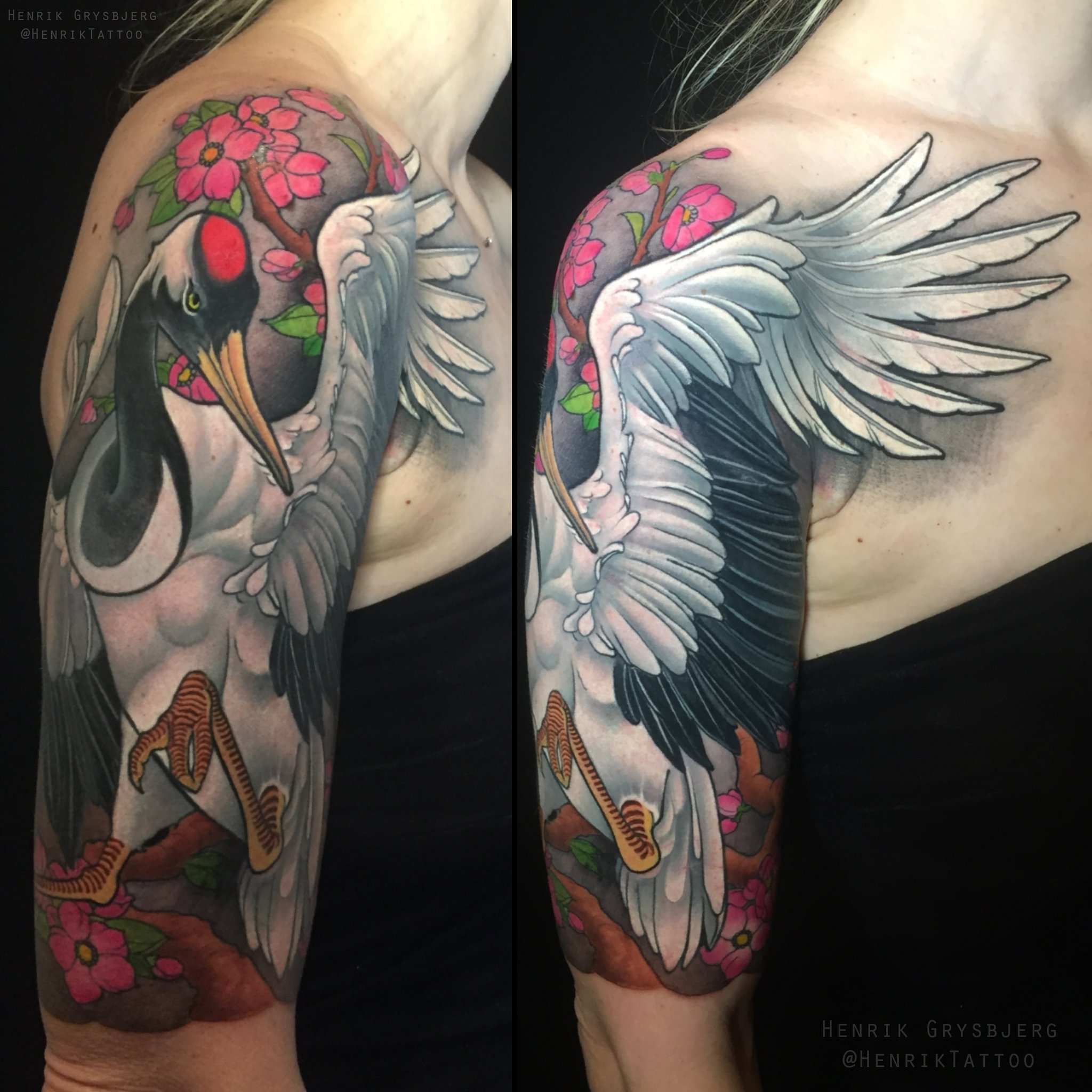 Japanese Red Crowned Crane Tattoo — free download