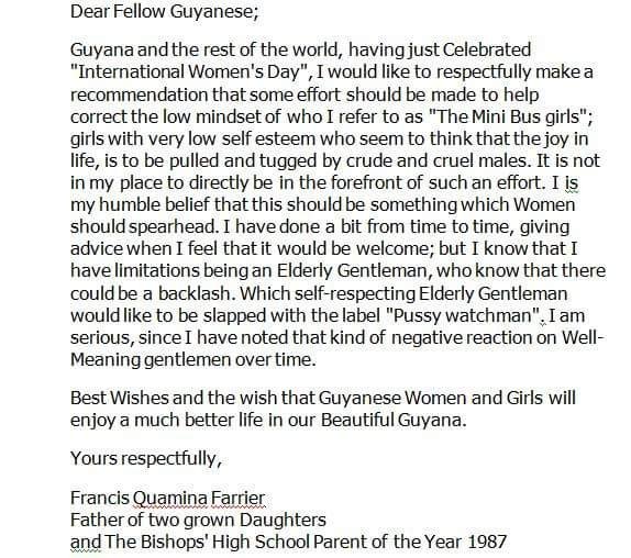 Of "PUSSY WATCHMAN" and "THE MINIBUS GIRLS"- Francis Quamina Farrier speaks on International Women's Day.