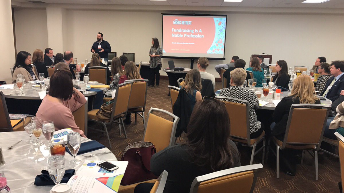 FoundationFEorg's tweet photo. We've kicked off the #GreekRetreat2018 opening session here in Indy! Annual giving pros from fraternal foundations are here to talk direct mail, digital marketing and stewardship throughout the next two days. https://t.co/THrhDlkNst