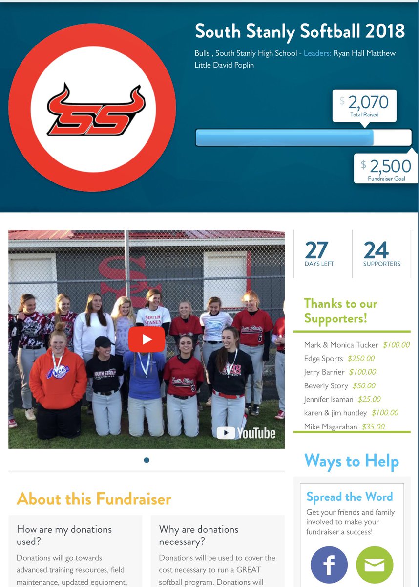 SnapRaise_CLT's tweet photo. Wow, South Stanly Softball with $2000 raised overnight!! Keep up the great work ladies and GOOD LUCK tonight in the game! @SSHSBULLS #WorkLessKeepMore #Teamfirst #SnapRaise https://t.co/eyWNQX0ha3 https://t.co/zBSisjREwV