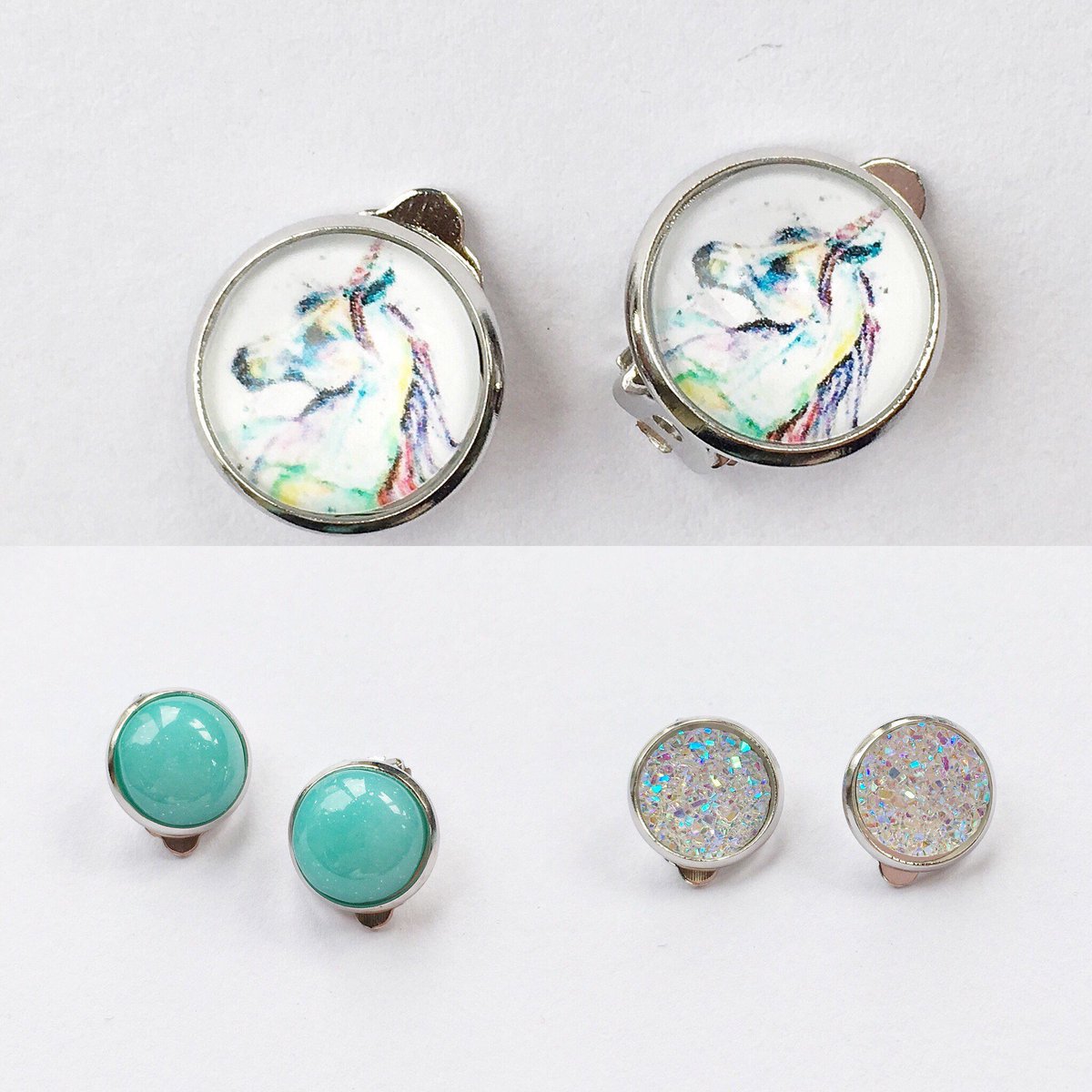Mayciacrafts's tweet photo. Excited to share the latest addition to my #etsy shop: unicorn clip on earrings #cliponearrings # handmade  #jewellery https://t.co/bz5K35KnCI https://t.co/CJKGgJyFOg