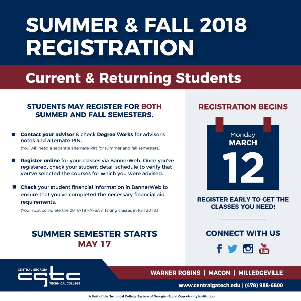 Central Georgia Tech On Twitter Get Ready To Sign Up For Classes