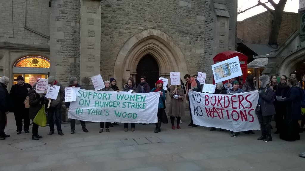 CloseCampsfield's tweet photo. Vigil at Carfax, Oxford. Solidarity with the Yarl's Wood Humger strikers #Hungerforfreedom https://t.co/eOdjyUUTCY