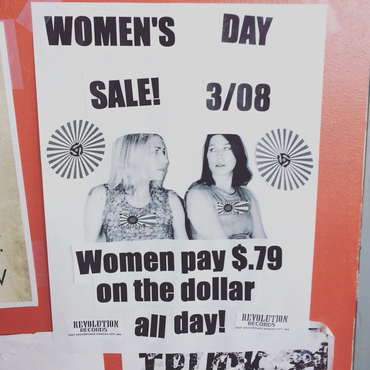 In honor of #InternationalWomensDay all women pay $.79 on the dollar all day at Revolution. Any men who complain pay double the sticker price.