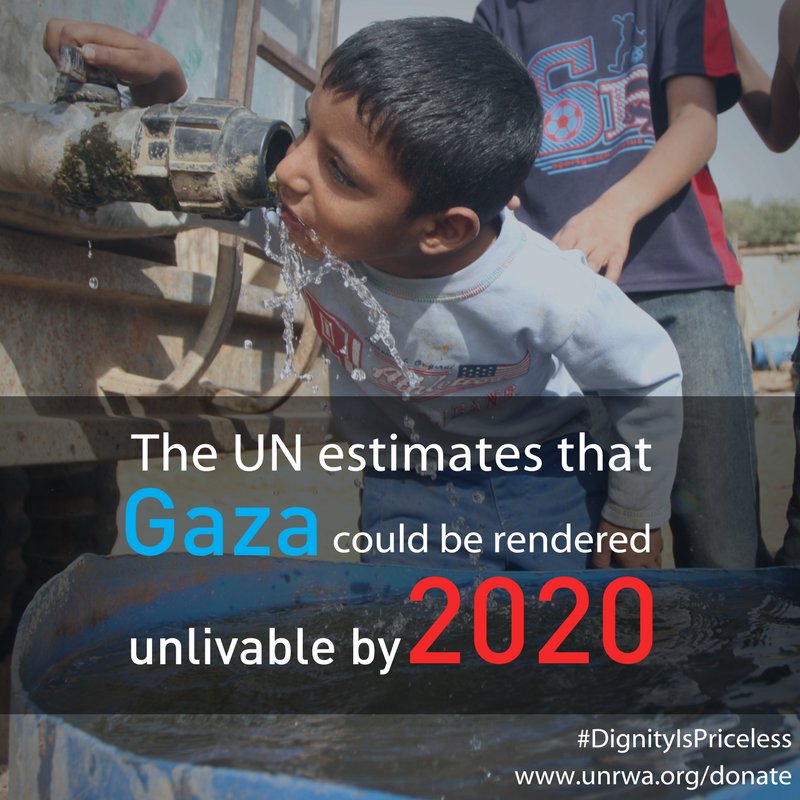 .#GazaOnTheBrink when the UN estimates that Gaza could be rendered unlivable by 2020. #FundUNRWA to stand #ForPalestineRefugees and join #DignityIsPriceless unrwa.org/donate