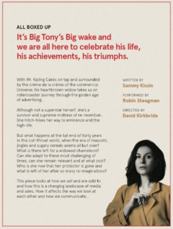 MyTheatreMates's tweet photo. Surreal comedy #AllBoxedUp, written by fellow kick-ass female theatremaker @SammyKissin, is a journey thru the golden age of #advertising as a heartbroken widow discovers her resilience &amp; power of reinvention.

More: https://t.co/ouEiYUE1Nh
#IWD2018 #Vault2018 #advertiser Pls RT! https://t.co/ch2TYg42eQ