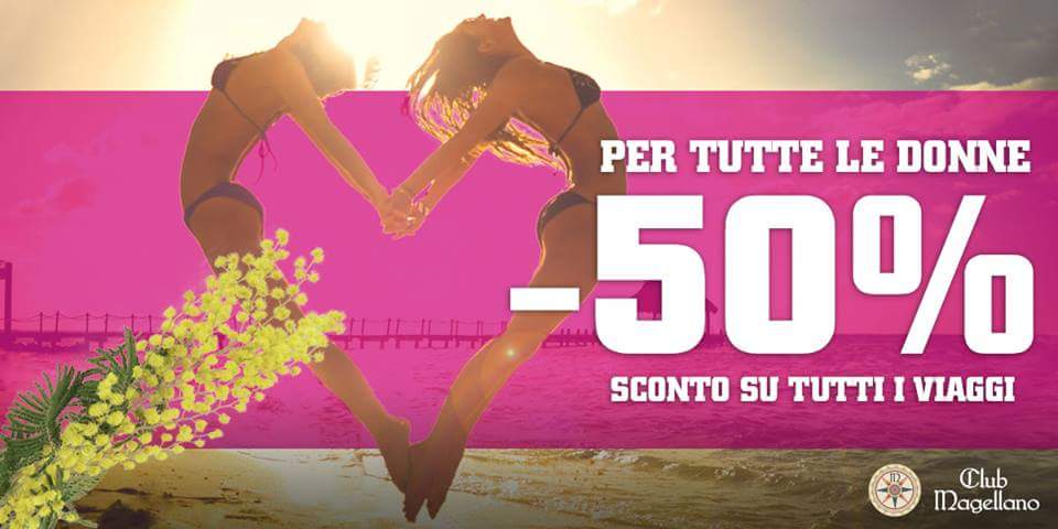 SC♀NTO 50% A TUTTE LE D♀NNE!✈

Per la #festadelladonna ricevi GRATIS LO SCONTO DEL 50% su tutti i #viaggi di #CLUBMAGELLANO!

Clicca QUI per avere il tuo codice sconto 🎫 personale! ➡ m.me/ClubMagellano.…

#FestadelleDonne #viaggio #viaggiinbus #viagginbus