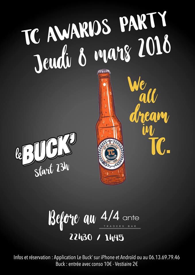 QuatreQuarante's tweet photo. TC Awards Party c’est ce soir au 4/4Ante ! After at @LeBuckLimoges 😎
@AVE__TC https://t.co/EnGGxk1EjS