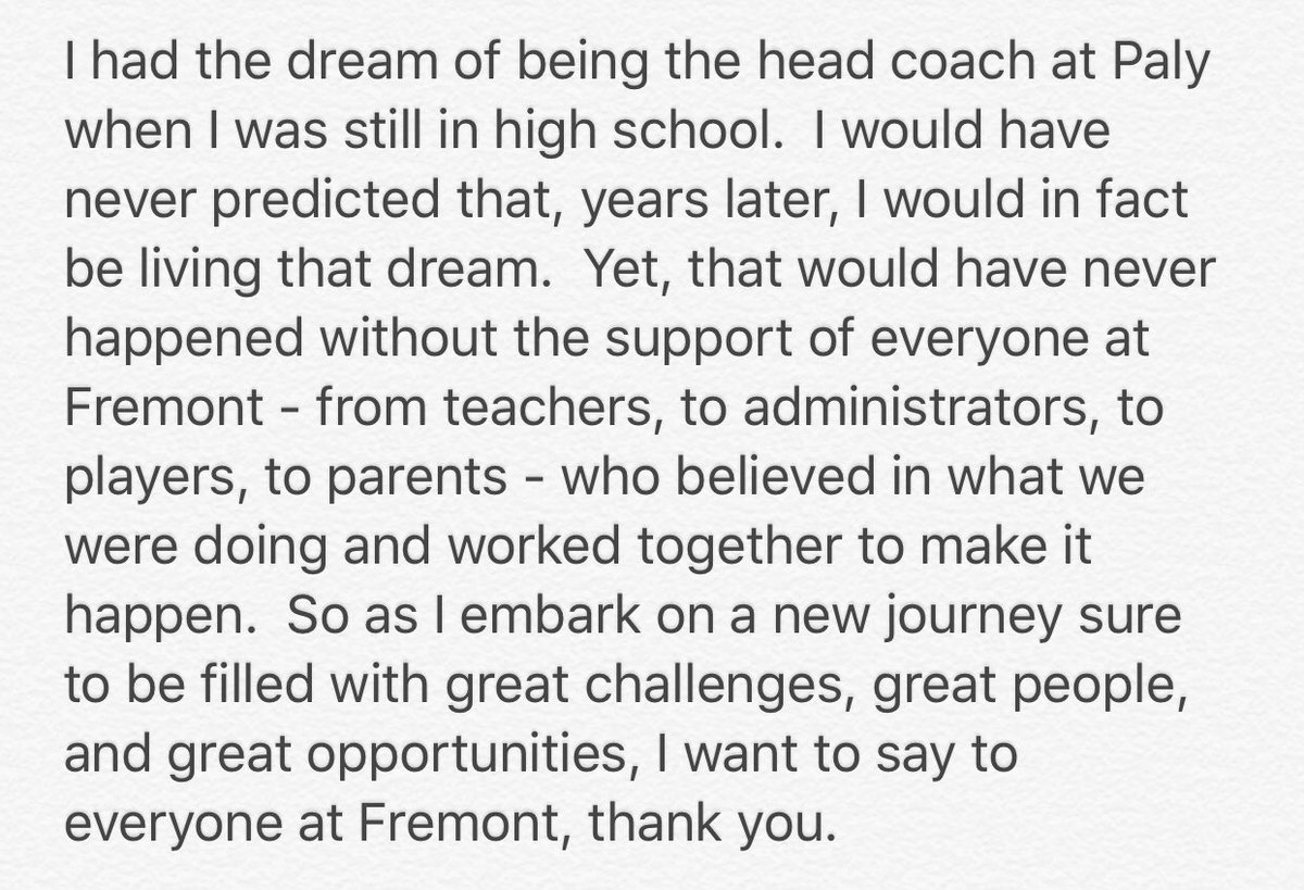 I couldn’t fit it all into a single tweet. Thank you <a href="/PalyAthletics/">Palo Alto High School Athletics</a> and thank you <a href="/FootballFremont/">Fremont Football</a>.