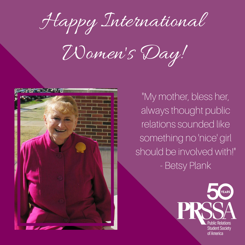 prssaofficial's tweet photo. Our godmother #BetsyPlank was a groundbreaker for women in #PR. Today we're celebrating her and all of the women in our industry! #InternationalWomensDay https://t.co/JtcFfX9yYG