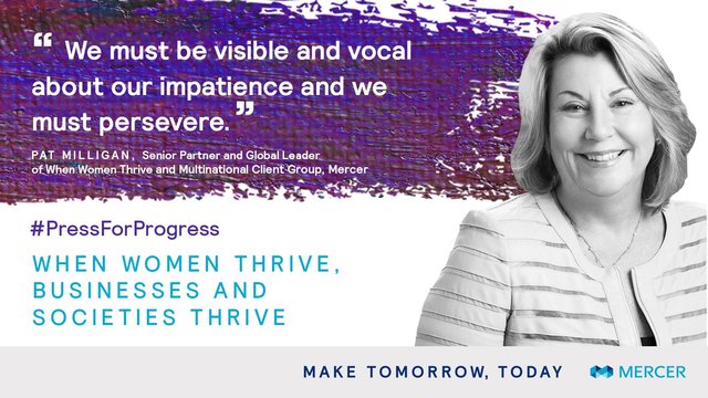 bdalvarez's tweet photo. "We must be visible and vocal about our impatience and we must persevere." @pat_milligan1 shares there has never been a more important time to keep motivated and #PressForProgress. How can you seize the moment?#WomenInBusiness #pressforprogress #IWD18 https://t.co/lf76eJqO95 https://t.co/V6e3lwGZB0