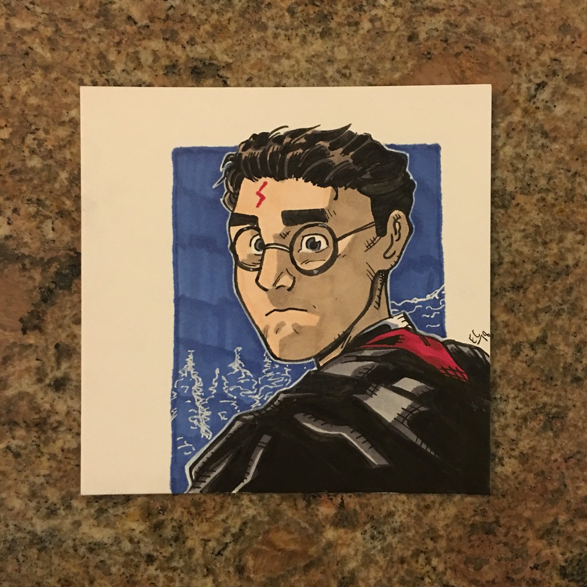EthanCastillo05's tweet photo. Enjoying these @strathmoreart Artist Tiles. Here’s a Harry Potter drawing colored with some @KuretakeZIG_USA #KureColor markers. #Strathmore #Kuretake #KuretakeZig #HarryPotter #ethancastillo #ethansdrawings https://t.co/VbUHahhdgZ