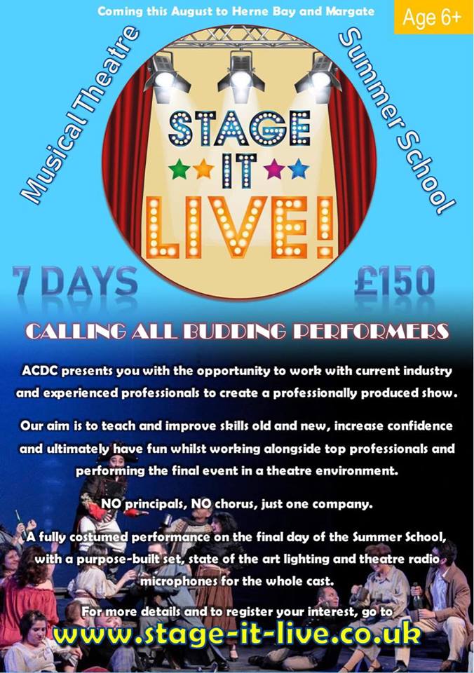 ACDCStageItLive's tweet photo. Into #MusicalTheatre and want the experience of a lifetime this summer? Stage It Live is the perfect Summer School for you. Find out more and register your interest at https://t.co/bxY2PoS3bo #HerneBay #Margate https://t.co/rpQic42wOM