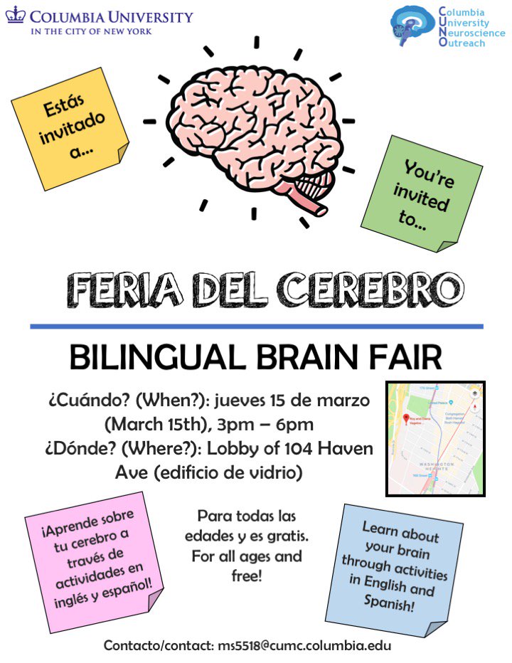Come to our Bilingual Brain Fair, where you'll learn about your brain through games in Spanish and English! More info @ bit.ly/2Fepyqx