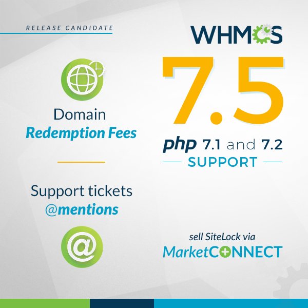 We are pleased to announce the release of WHMCS 7.5 Release Candidate, read more at blog.whmcs.com/133429/whmcs-7…