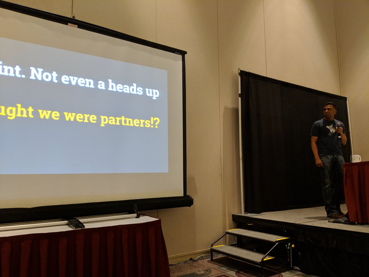 nhaines's tweet photo. .@system76 talks about adapting to change after Unity 8 was canceled and how they moved forward with Pop!_OS #UbuConAtSCaLE https://t.co/aaGuvSaDVy