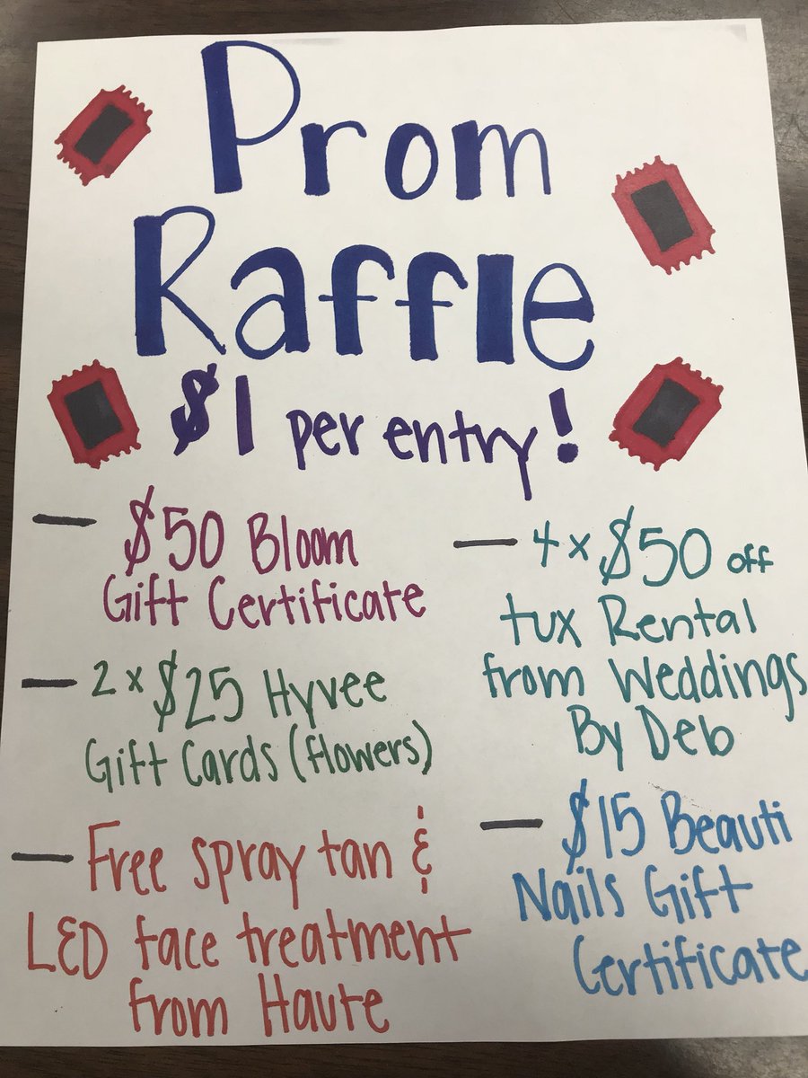 FHSPROM2018's tweet photo. does a FREE prom couple ticket sound nice? how about a free spray tan &amp; LED face treatment? $50 off your tux rental? that and so much more can be won in our PROM RAFFLE, swing by the front foyer before school during homeroom and lunch and after school next week to enter your name https://t.co/VjHYFvAQHj