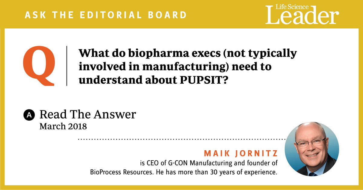 RobertFWright's tweet photo. What Do #Biopharma #Execs (Not Typically Involved In #Manufacturing) Need To Understand About #PUPSIT? https://t.co/lHh63eJ5mS Insights from @G_CON_PODs CEO Maik Jornitz @LifeSciLeader1 https://t.co/ckeWb7rrKk