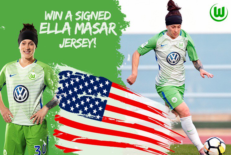 VfLWolfsburg_US's tweet photo. To mark #InternationalWomensDay and celebrate the recent arrival of Illinois native @emasar3, we have a #VfLLadies jersey - signed by Ella - to give away! To enter the contest, simply follow @VfLWolfsburg_US and RT this post. Best of luck! 🤞⚽️ https://t.co/JTvW4sZe45
