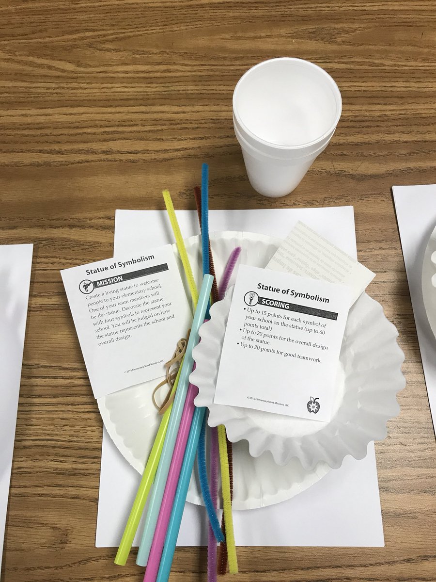 Mandy_Bourland's tweet photo. Mind Missions in 1st grade...using symbols to create a statue to represent #MinshewGRIT @CoolMrsPool @snnickols https://t.co/TSDOKvncXM