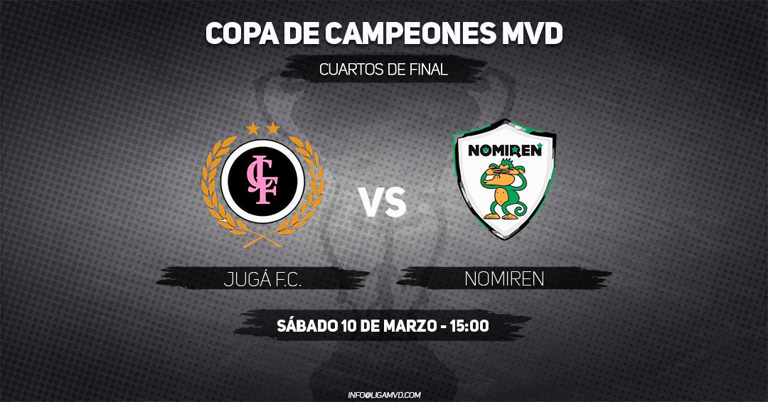 #CampeonesMVD
4tos de final
<a href="/Jugafclub/">Jugá Fútbol Club</a> - #nomiren