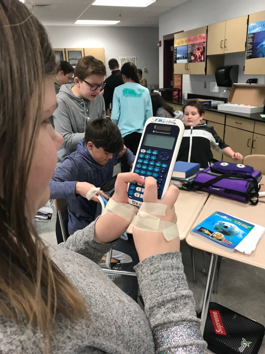kbspalding's tweet photo. 7th graders try to “text” on calculators without the adaptation of opposable thumbs. https://t.co/uOVmgEcRqk