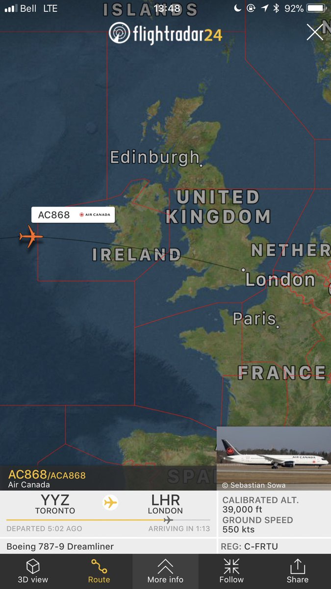 TomPodolec's tweet photo. Air Canada #AC868 arriving soon in London from Toronto, also with all female crew, celebrating International Women’s Day. All ground crew, flight attendants and pilots working the flight are female.
#IWD2018 #FlyTheFlag
📷Air Canada
https://t.co/TVveCpPZps https://t.co/jYGBInoLZ3