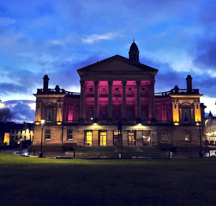 RenCouncil's tweet photo. Paisley Town Hall is lit up in purple tonight to celebrate #InternationalWomensDay #IWD2018 https://t.co/QMmxzCLEg7
