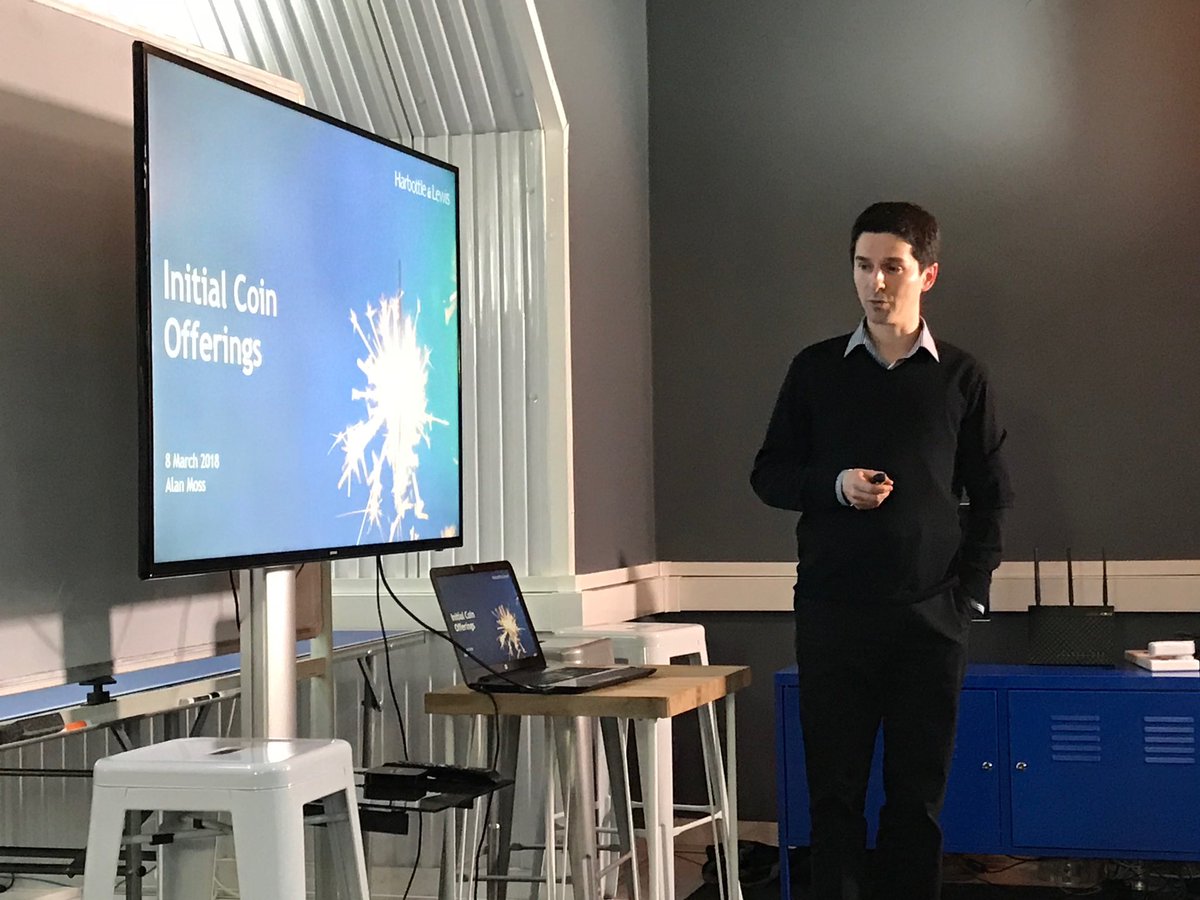 Alan from @HarbottleLewis is speaking. They put together the guide to finance for <a href="/uk_ie/">Ukie</a> and he is talking about ICOs (initial coin offerings) Which is basically crowd funding through crypto currencies.