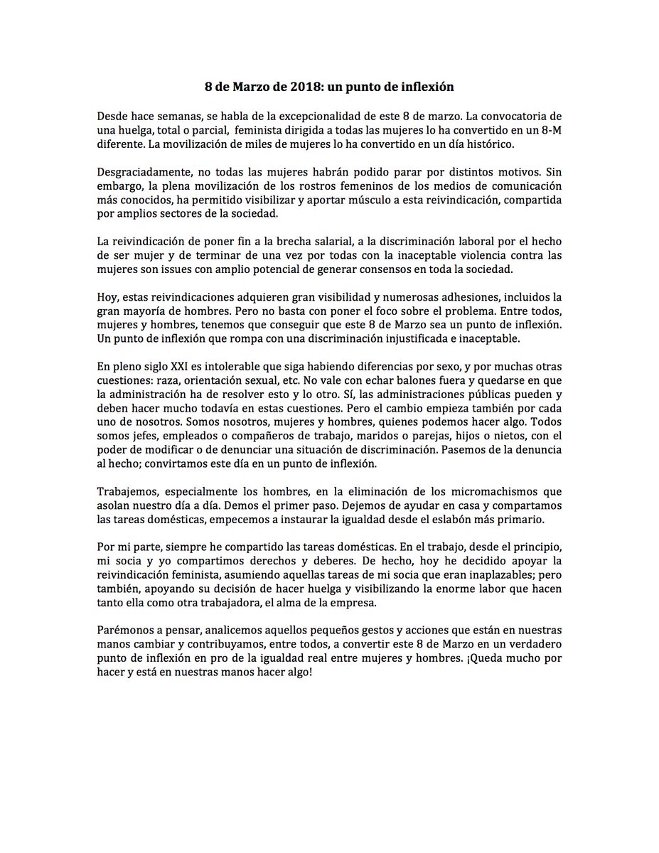 Una rápida reflexión personal de este 8M: convirtámoslo jut@s en un punto de inflexión! #8M #HuelgaFeminista