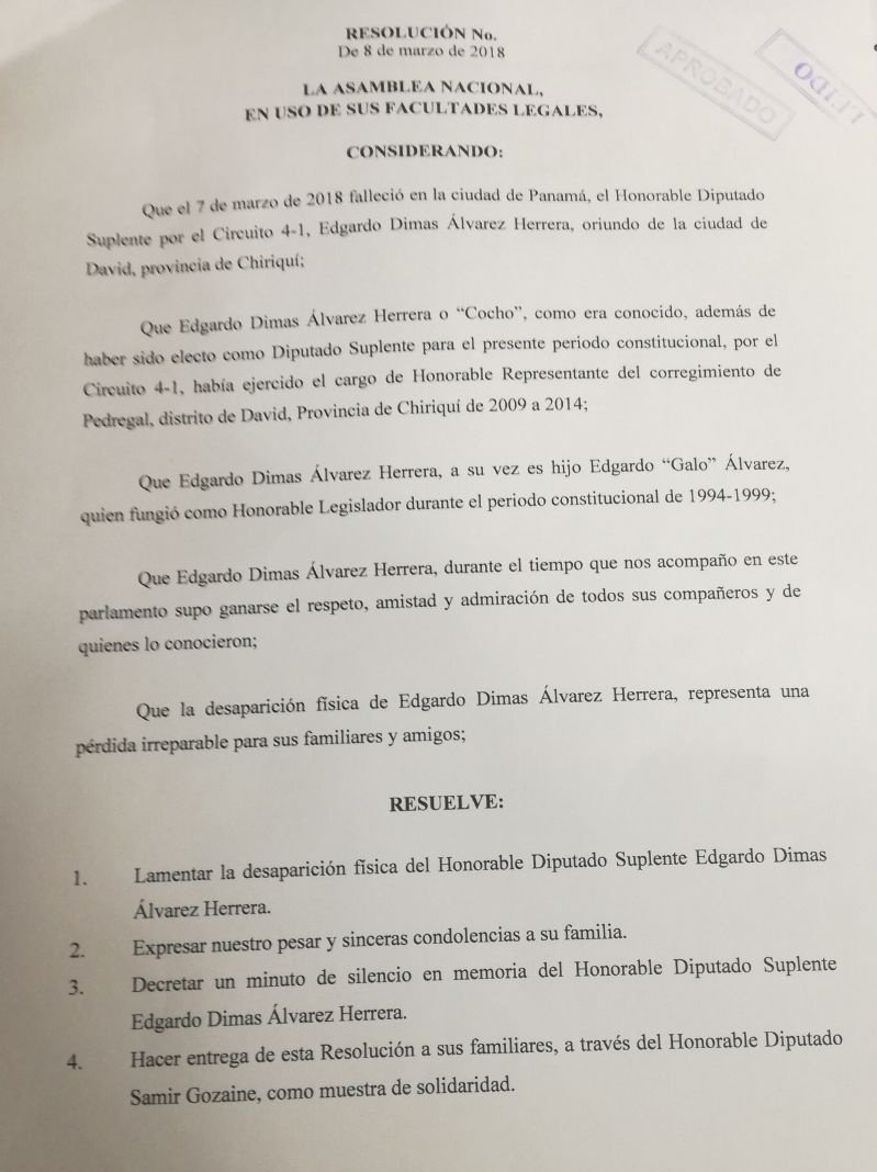 asambleapa's tweet photo. El pleno de la @asambleapa aprobó dos  resoluciones que expresan los sensibles fallecimientos de HDS. Edgardo "Cocho" Álvarez, suplente de HD. @SamirGozaine y de Agustín Díaz, padre del HDS. Jacinto Díaz https://t.co/WgVyHSPKcL