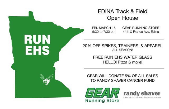 EdinaTF's tweet image. Discounts and free food and swag at @gearrunning for EHSTF families!
Open House on March 16th!