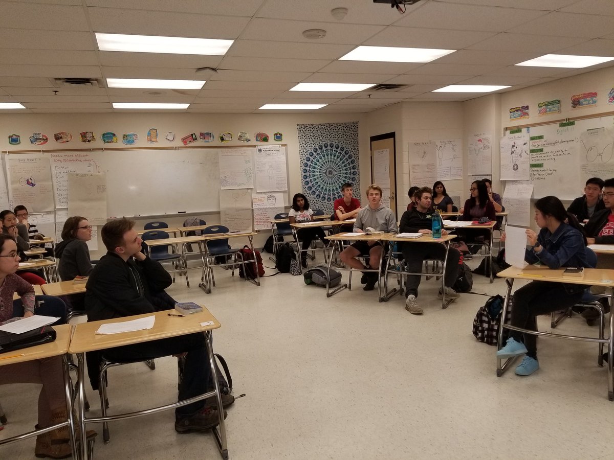 BrandyLMcDonald's tweet photo. Philosophical Chairs (aka debate): Does society need its "Nurse Ratcheds" to promote civilization and order? #RMEnglish #everydayRM https://t.co/2nDZzxc4g2