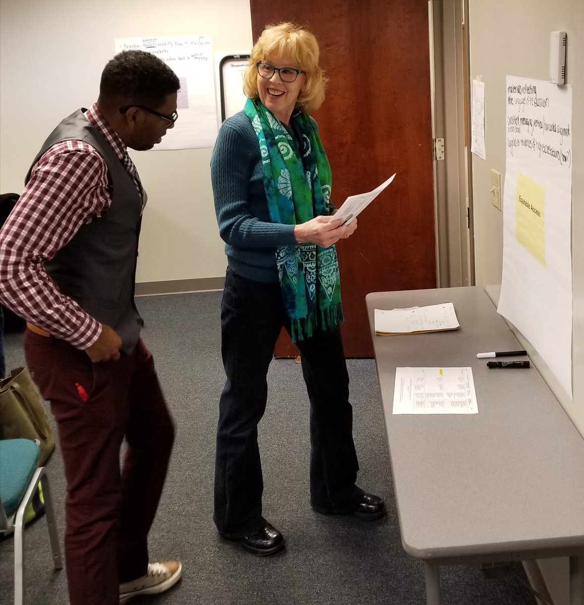 ABBerry's tweet photo. Analyzing components of Academic Language as we determine outcomes for professional learning #AcademicLanguageProfessionalDevelopmentSubcommittee #thinkingthroughthewhy #AL4ALL https://t.co/gmTRjji0P8