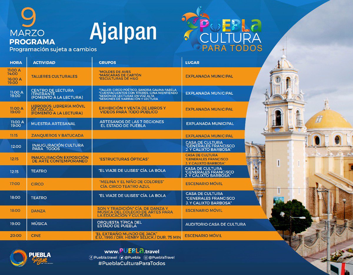 Disfruta en familia la música de la Orquesta Típica del Estado este 9 de marzo en el Auditorio Casa de Cultura en Ajalpan. #PueblaCulturaParaTodos
