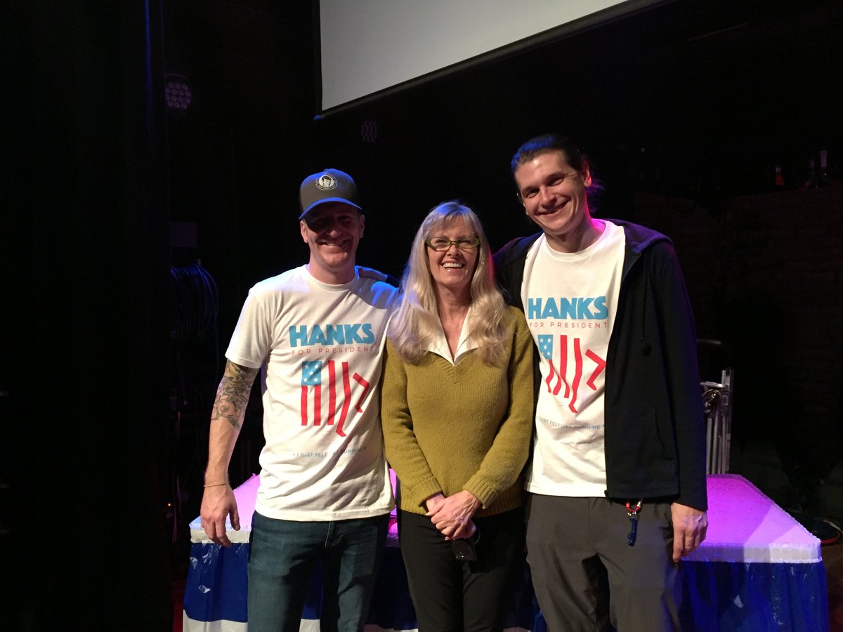 TomHanksDay's tweet photo. One more tweet/photo in honor of #InternationalWomensDay and our dear friend, @KPLifeline! Pictured here with #THD co-founders, Kevin Turk and Kellen Manley, at #THD2017 in Chicago last April. T.Hanks for all you do to make the world a better place, Kristine! @LifelineEnergy https://t.co/SssfnlnZrF