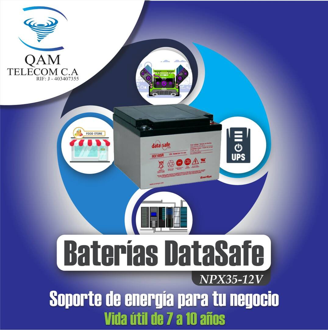 QAMTelecom's tweet image. 🔋 Venta de baterías DataSafe. Soporte de energía para tu 🏭🏨🏣💻. #Tecnología #Baterías #Energía #QAMTelecom