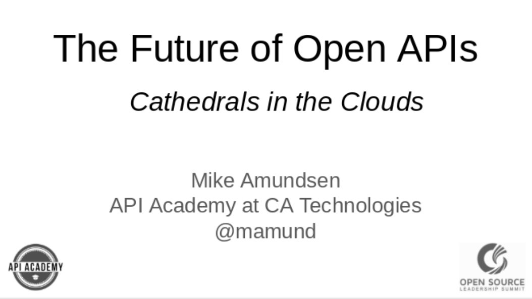 Here are the slides from today's #lfosls talk 'The Future of Open APIs on the Web.' some excellent feedback and discussions from the attendees -- thanks! b.mamund.com/2FpAi1j #API360