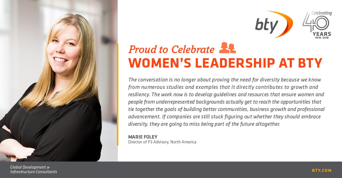 BTYGroup's tweet photo. Proud to actively support the ideas behind #IWD every day. Leaders like @missfolson great example of women's leadership transforming projects &amp; business growth. https://t.co/4YrQmt2qtY