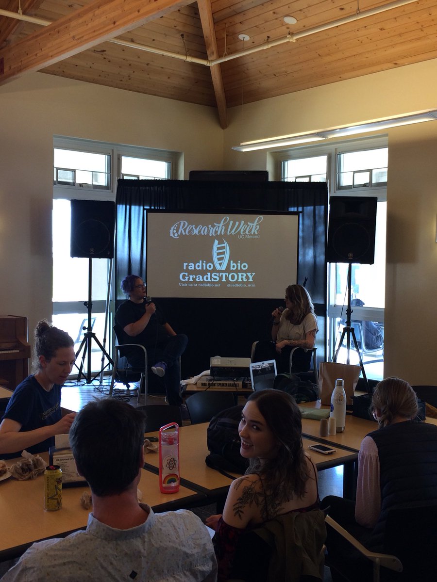 HSRI_UCMerced's tweet photo. Get down to the Dining Center for @radiobio_ucm live! GradStories, now until 2pm. #researchweek #ResearchWeekMerced https://t.co/fdIWfKkOM5