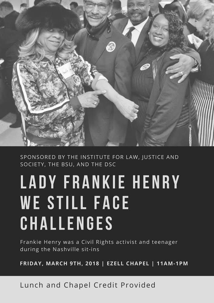 lipscombdsc's tweet image. This event will be INCREDIBLE tomorrow!! Come for the last event of our full Women's Empowerment Week and hear activist Frankie Henry. Lunch and chapel credit will provided!