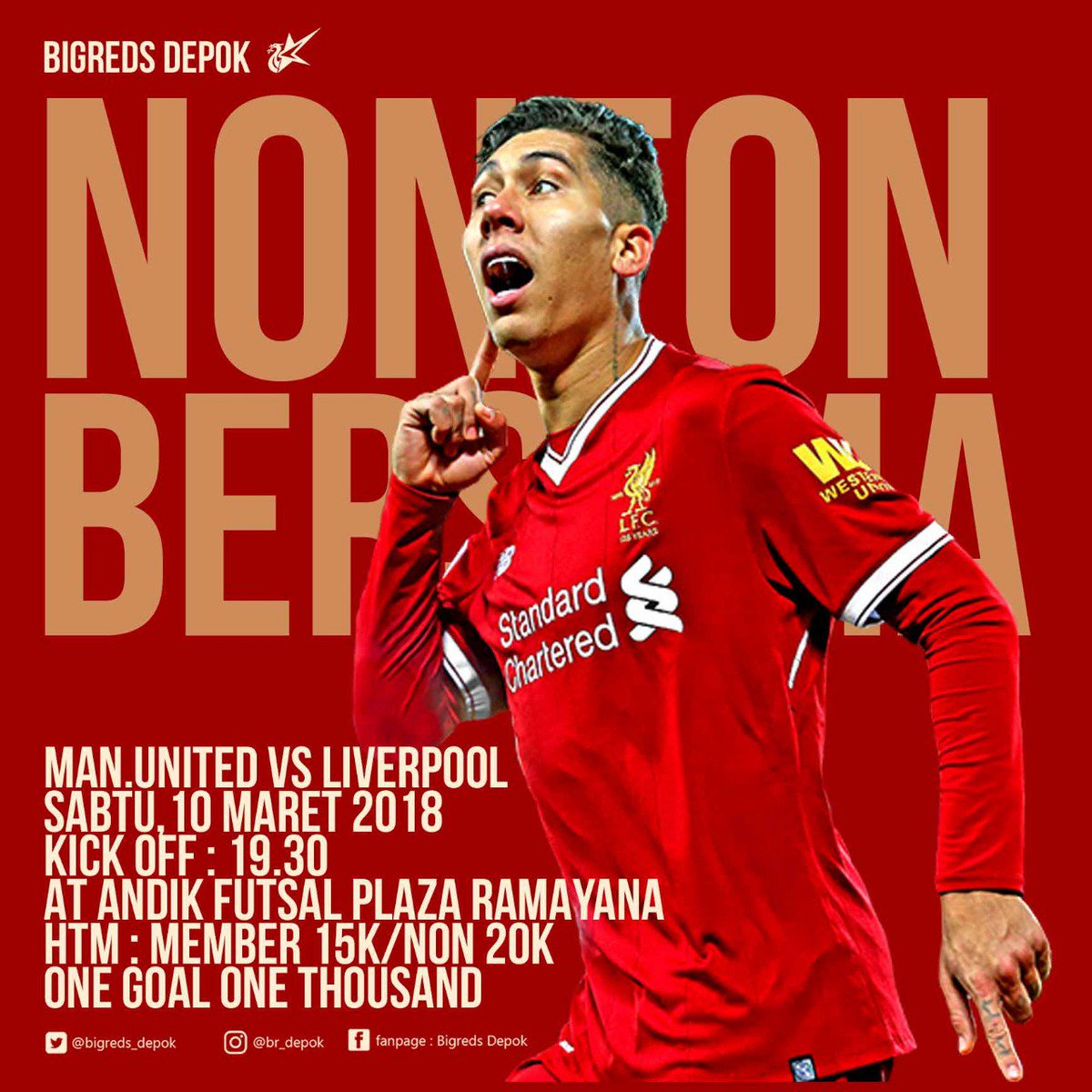 BIGREDS_Depok's tweet photo. #NONBER @BIGREDS_IOLSC DEPOK
MUN vs LIV
Sabtu, 10 Maret 2018 - KO. 18.30
@andikfutsal , Plaza Ramayana Depok
HTM 15/20 K (GRATIS utk Kop Ladies n Kids) https://t.co/zQKoBOY9FD