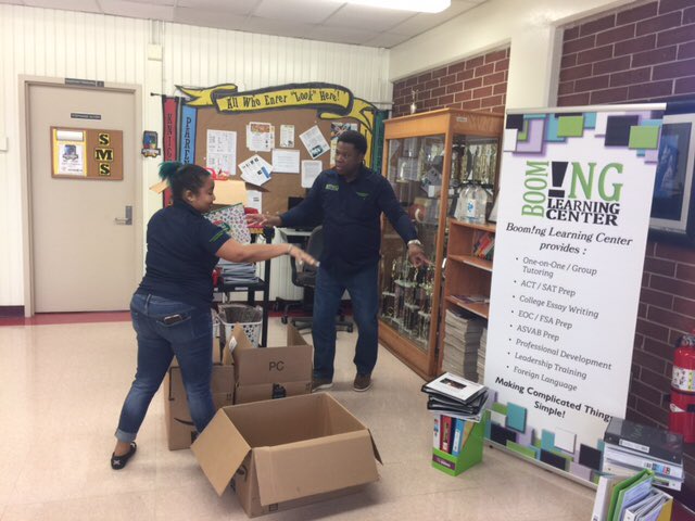BoomingLC's tweet photo. BOOM, we restocked the shelves! Thanks to our very special donors BLC was able to donate binders, pencils, paper, and treats to 72 Knights at Southside MS.  The Knights are looking for the Math FSA and ready to battle!💪🏽💪🏽💯💯 https://t.co/X41nTrYxCM